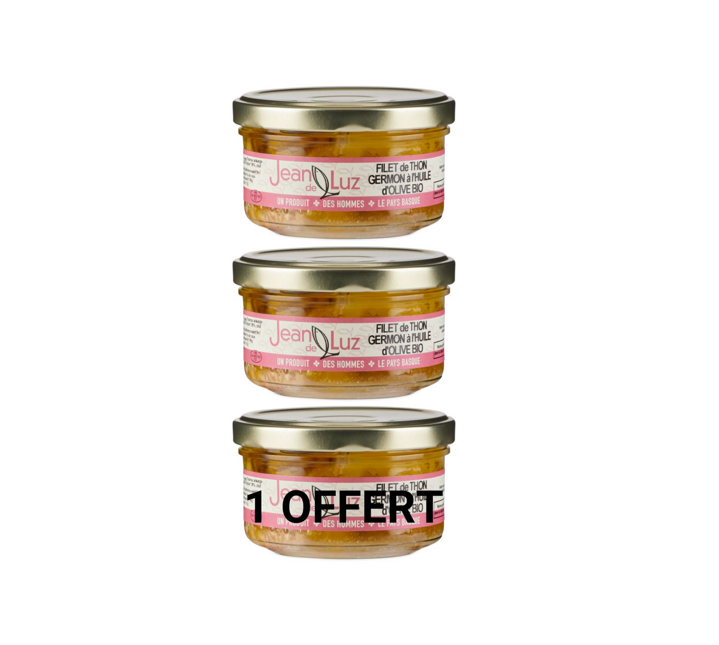 LOT DE 3 FILETS DE THON GERMON à l'HUILE d'OLIVE EXTRA VIERGE DONT 1 OFFERT
